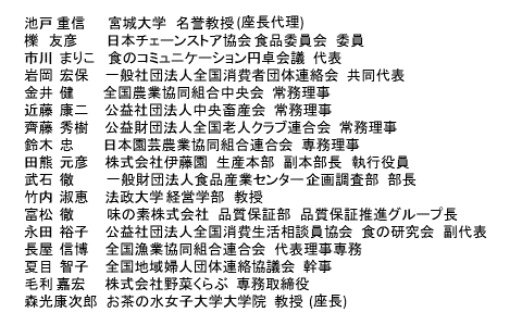 加工食品の原料原産地表示制度に関する検討会委員構成