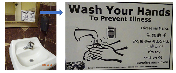図10 Concord, County of Contra Costaの某飲食店における洗面器の前の手洗い奨励表示